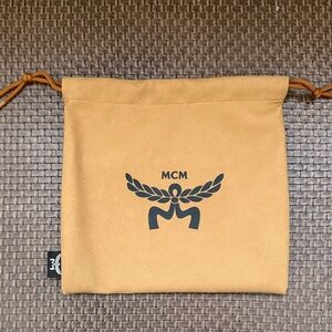 MCM Tan Toiletry Bag with Black Logo